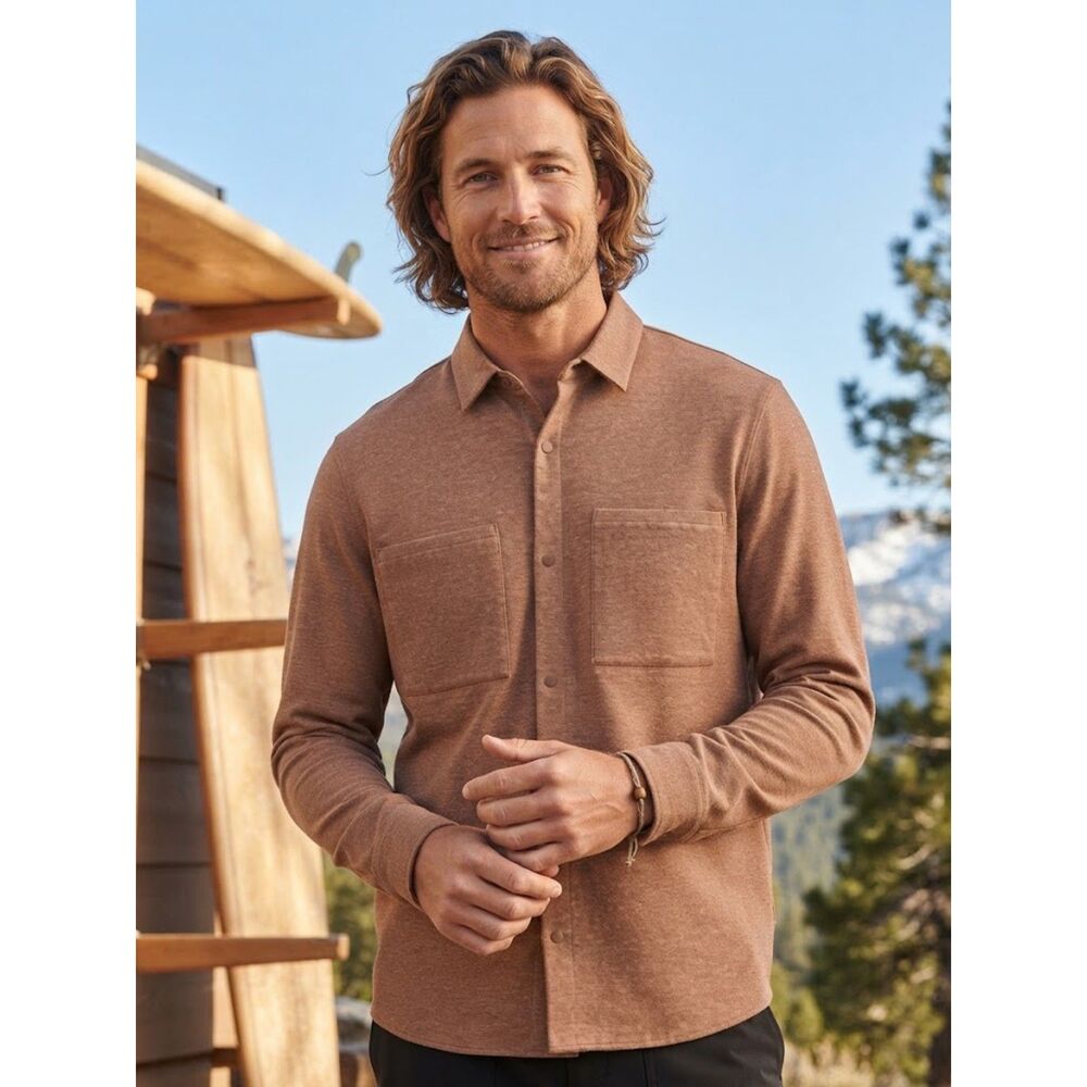 Lululemon men's soft knit overshirt heathered brown tan size xlarge